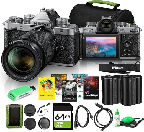 Nikon Zf Mirrorless Camera with NIKKOR Z 24-70mm f/4 S Lens, Full Frame FX 24.5MP, EXPEED 7, 4K Video, 5-Axis IBIS, Silver Bundle with Bag + Cleaning Kit + Flexible Tripod + 64GB Memory Card in Saudi Arabia