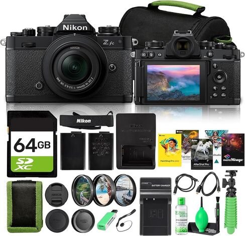 كاميرا Nikon Zfc DX بدون مرآة مع عدسة VR مقاس 16-50 ملم، باللون الأسود بدقة 20.9 ميجابكسل بمعدل 11 إطارًا في الثانية ودقة 4K UHD مع حقيبة + طقم تنظيف + كابل Micro HDMI + حامل ثلاثي القوائم مرن + طقم مرشح 3 قطع + بطاقة ذاكرة سعة 64 جيجابايت in Saudi Arabia