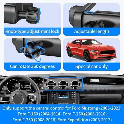 حامل هاتف للسيارة Ford Mustang 2005-2023 (ليس Mach E)، F-150 2004-2014، F-250 2008-2016، F-350 2008-2016، Expedition 2003-2017 ملحقات السيارات الداخلية الدائرية لتنفيس الهواء المحمول in Kuwait