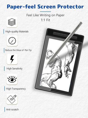 واقي شاشة ذو ملمس ورقي لجهاز HUION Kamvas Pro 13 مقاس 13.3 بوصة، فيلم PET غير لامع مضاد للوهج، مضاد لبصمات الأصابع ومقاوم للخدش للكتابة والقراءة الطبيعية in Kuwait
