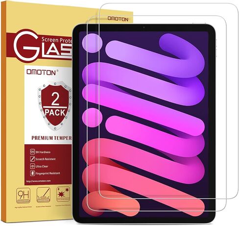 OMOTON [2 Pack Screen Protector for iPad Mini 6 (8.3 Inch), Apple Pencil Compatibility/Scratch Resistant/Tempered Glass for iPad Mini 6th Generation 2021 Released in Saudi Arabia