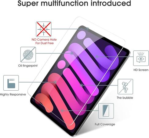 OMOTON [2 Pack Screen Protector for iPad Mini 6 (8.3 Inch), Apple Pencil Compatibility/Scratch Resistant/Tempered Glass for iPad Mini 6th Generation 2021 Released in Saudi Arabia