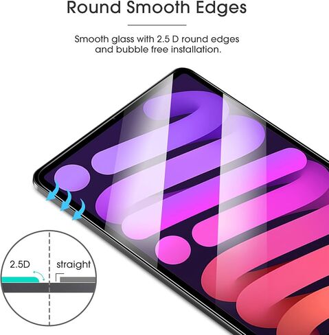OMOTON [2 Pack Screen Protector for iPad Mini 6 (8.3 Inch), Apple Pencil Compatibility/Scratch Resistant/Tempered Glass for iPad Mini 6th Generation 2021 Released in Saudi Arabia