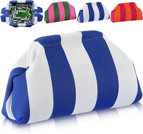 1 Pcs Empty Mahjong Tile Bag American Mahjong Bag Crochet Striped Storage Pouch for Game Party Travel Christmas Birthdays Gift (Red) in Saudi Arabia