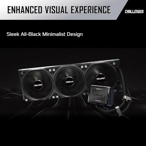 ASRock Challenger Pure 360 All-in-One Liquid CPU Cooler, Sleek All-Black Design, 360mm Radiator, 3-Phase Pump, 0dB Silent Cooling, 6-Year Warranty in Saudi Arabia