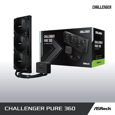 ASRock Challenger Pure 360 All-in-One Liquid CPU Cooler, Sleek All-Black Design, 360mm Radiator, 3-Phase Pump, 0dB Silent Cooling, 6-Year Warranty in Saudi Arabia