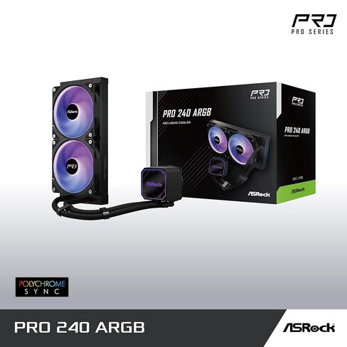 ASRock Pro 240 ARGB All-in-One Liquid CPU Cooler, 240mm Radiator, Dynamic ARGB Lighting, 3-Phase Pump, 0dB Silent Mode, 6-Year Warranty in Saudi Arabia