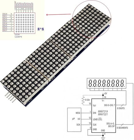 2 قطعة MAX7219 32x8 وحدة عرض LED مصفوفة نقطية 4 في 1 شاشة تحكم MCU كاثود مشترك أزرق + سلك 5Pin متوافق مع Arduino in Kuwait