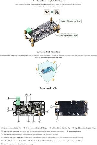 Uninterruptible Power Supply HAT for Raspberry Pi Zero Series, 5V Stable Output, Solar Charging (5V–24V), Ba-ttery Monitoring via I2C,Low-Power UPS Expansion Module in Saudi Arabia