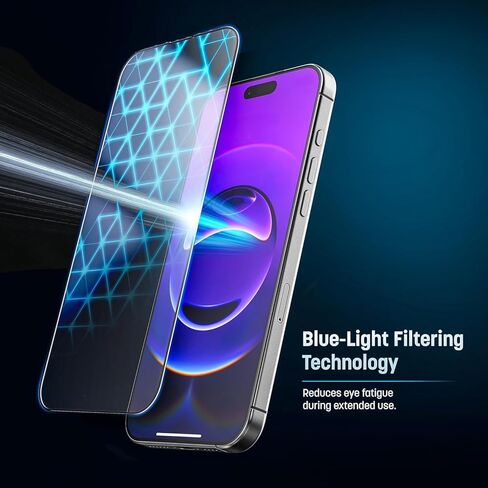 واقي شاشة من الزجاج المقوى لهاتف iPhone 17 Pro Max وiPhone 16 Pro Max (6.9 بوصة)، عالي الدقة مضاد للخدش، حماية من الضوء الأزرق والأشعة فوق البنفسجية، مضاد لبصمات الأصابع، سهل التركيب وخالي من الفقاعات، in Kuwait