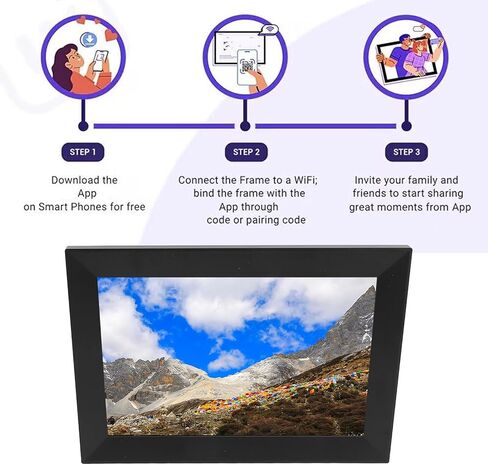 10.1 Inch Digital Picture Frame, 32GB HD Touchscreen Auto Rotation Smart Electronic Photo Frame for Uhale APP for Home Office (US Plug) in Saudi Arabia