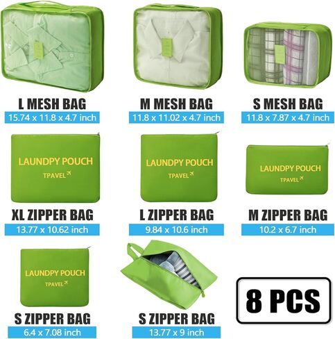 Packing Cubes 8 Set Travel Organizer BagsTravel Compression Bags Luggage Packing Cubes for Suitcases Travel Accessories (Sky Blue) in Saudi Arabia