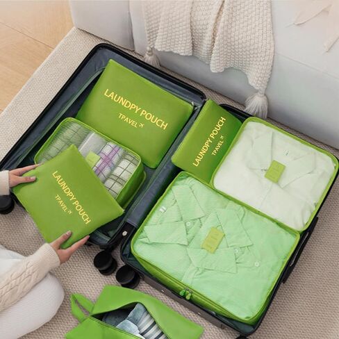 Packing Cubes 8 Set Travel Organizer BagsTravel Compression Bags Luggage Packing Cubes for Suitcases Travel Accessories (Sky Blue) in Saudi Arabia
