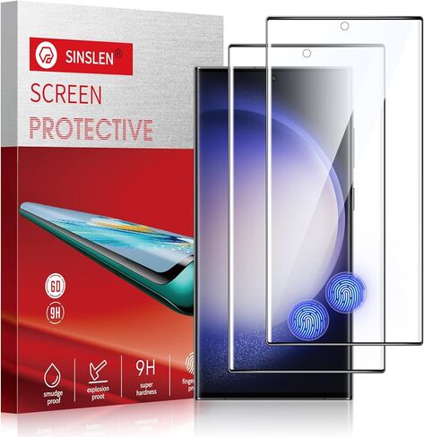 【عبوة من قطعتين】واقي شاشة Sinslen لهاتف Galaxy S23 Ultra، واقي شاشة من الزجاج المقوى S23ultra، [منحني ثلاثي الأبعاد] [مضاد للخدش] [مضاد لبصمات الأصابع] واقي شاشة زجاجي مقوى لهاتف Samsung Galaxy S23 Ultra 5G in Saudi Arabia