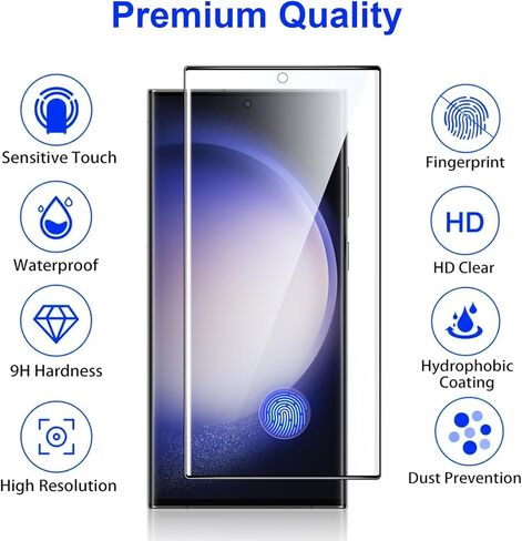 【عبوة من قطعتين】واقي شاشة Sinslen لهاتف Galaxy S23 Ultra، واقي شاشة من الزجاج المقوى S23ultra، [منحني ثلاثي الأبعاد] [مضاد للخدش] [مضاد لبصمات الأصابع] واقي شاشة زجاجي مقوى لهاتف Samsung Galaxy S23 Ultra 5G in Saudi Arabia