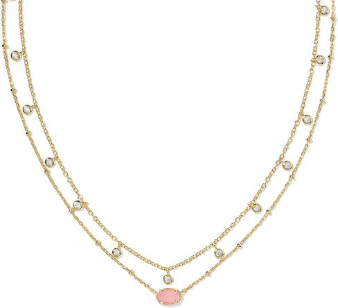 Kendra Scott Emilie Crystal Multi Strand Necklace in Iridescent Drusy, 14k Gold Plated Brass, Fashion Jewelry for Women in Saudi Arabia