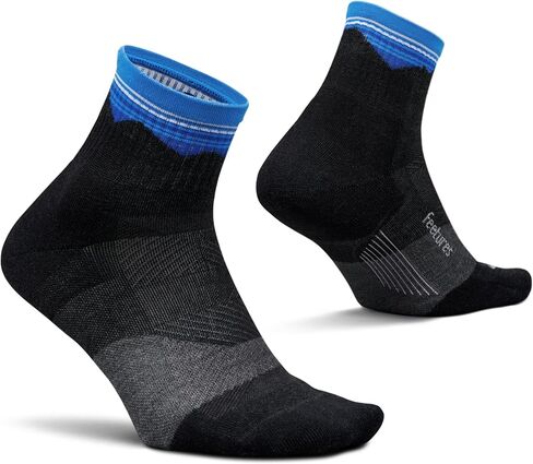 Feetures Trail Max Cushion Mini Quarter Sock - Hiking Socks for Men & Women - Gray, Large (3 Pair) in Saudi Arabia