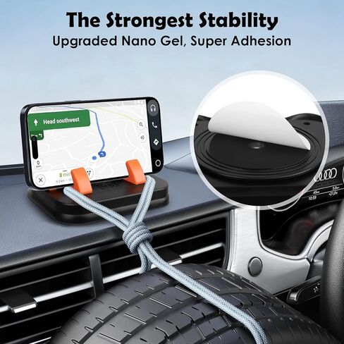 Car Dashboard Phone Holder 360 Rotatable Non-Slip Silicone Pad Car Phone Mount with Parking Number Plate Fit for All Smartphones (Orange) in Kuwait