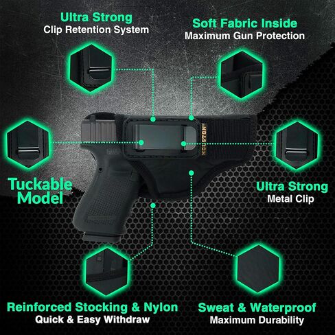 IWB حافظة مسدس قابلة للثني للرجال مخفية تحمل غلوك، روجر، سبرينغفيلد، سيج، S&W، Walther، Taurus، H&K، Beretta - حافظة مسدس للنساء/الرجال - حافظات مخفية من هيوستن in Kuwait