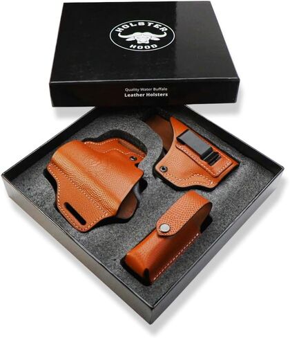 HolsterHood Water Buffalo Leather Holster Combo | Compatible with Glock 43/43x, Ruger SR22 & Taurus GX4 – IWB, OWB Holster, and Magazine Holder in Saudi Arabia