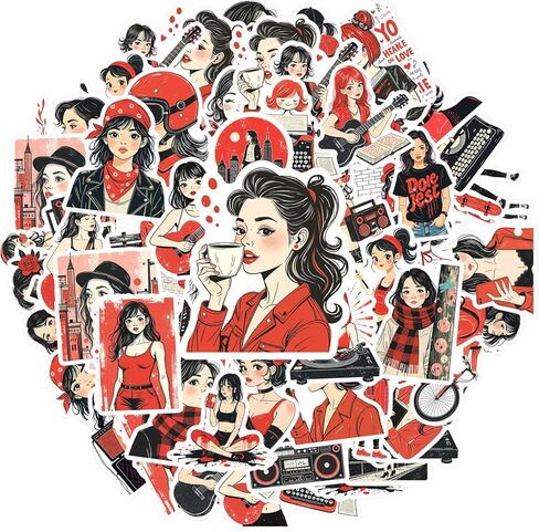50pcs Urban Lifestyle Fashion Music DIY Stickers Sticker Pack Trendy Stationery Stickers for Laptop Luggage Scrapbook Diary Sticker Guitar DIY Bicycle Skateboard Laptop Luggage Decor in Saudi Arabia