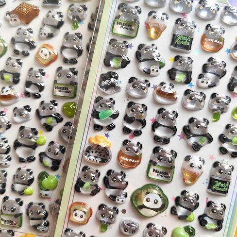3D Panda Stickers,Cute Cartoon Relief Decals,Adorable Solid Animal Stickers,for Phone Case, Notebook, Scrapbooking,DIY Phone Case Decoration Solid Craft Sticker(2 Pcs) in Saudi Arabia
