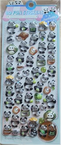 3D Panda Stickers,Cute Cartoon Relief Decals,Adorable Solid Animal Stickers,for Phone Case, Notebook, Scrapbooking,DIY Phone Case Decoration Solid Craft Sticker(2 Pcs) in Saudi Arabia
