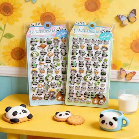 3D Panda Stickers,Cute Cartoon Relief Decals,Adorable Solid Animal Stickers,for Phone Case, Notebook, Scrapbooking,DIY Phone Case Decoration Solid Craft Sticker(2 Pcs) in Saudi Arabia