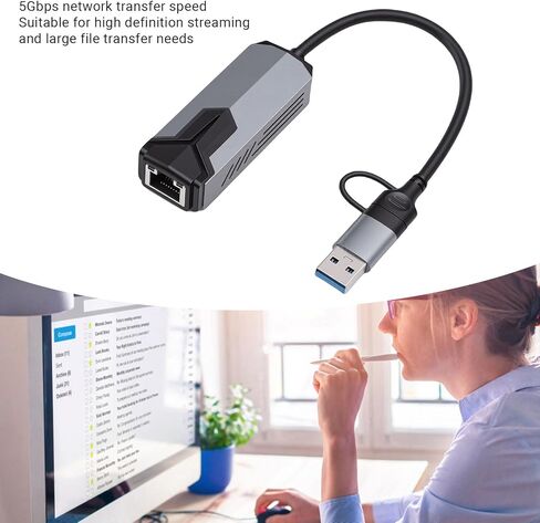 Bewinner 5G USB to Ethernet Adapter | 5000Mbps High Speed, Plug & Play for WOL & Auto Calibration, Aluminum Alloy Heat Dissipation in Saudi Arabia
