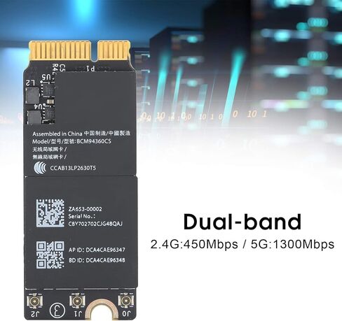 بطاقة الشبكة اللاسلكية، Gigabit Bluetooth 4.0 450Mbps 2.4G 1300Mbps 5G، مع لوحة محول لطراز OS X Notebook Pro A1398 A1425 A1502 13 14 in Saudi Arabia