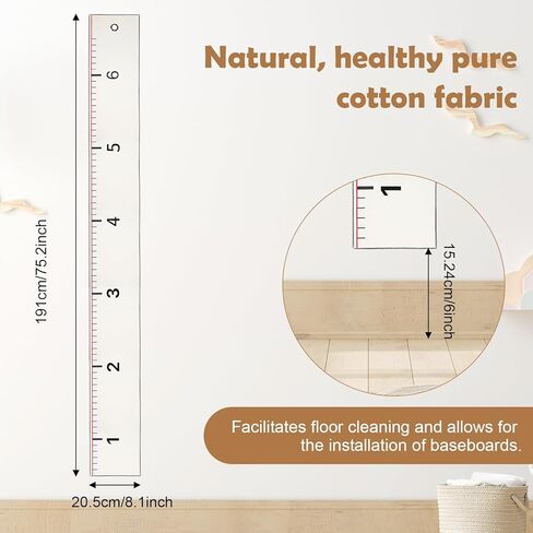 Canvas Growth Chart for Kids - Natural Fabric Height Chart for Wall with Various Accessories, Portable Big Sister Gift in Saudi Arabia