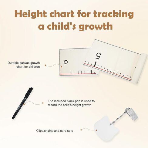 Canvas Growth Chart for Kids - Natural Fabric Height Chart for Wall with Various Accessories, Portable Big Sister Gift in Saudi Arabia