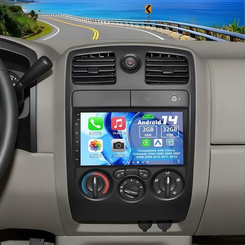 راديو ستيريو للسيارة Android 14 Double Din متوافق مع Chevy Colorado 2004-2012، راديو سيارة بشاشة تعمل باللمس مقاس 7 بوصات مع تشغيل لاسلكي Android Auto GPS WiFi Bluetooth RDS DSP SWC Mic كاميرا احتياطية in Kuwait
