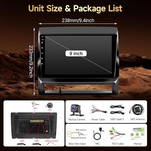 Naifay 8Core Android 12 Stereo for Toyota Tacoma 2005-2015 ترقية الراديو مع 5G WiFi/CarPlay اللاسلكي/Android Auto/شاشة تعمل باللمس/ملاحة GPS/بلوتوث/راديو FM/كاميرا احتياطية AHD/ميكروفون (2G+32G) in Kuwait