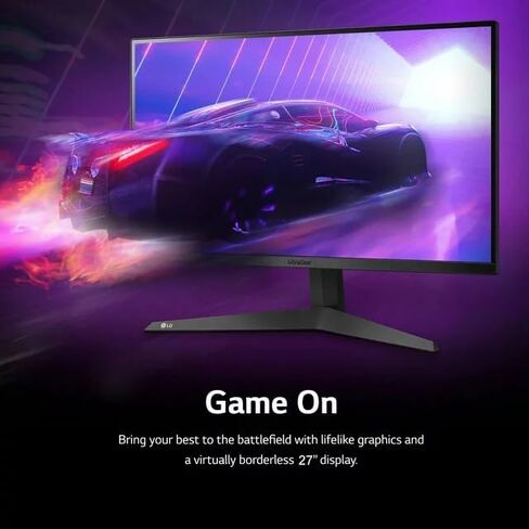 شاشة ألعاب LG 27 بوصة Ultragear FHD (1920 × 1080)، 165 هرتز، 1 مللي ثانية، AMD FreeSync Premium ومثبت أسود، شاشة بلا حدود تقريبًا من 3 جوانب، أسود، مع كابل MTC HDMI in Kuwait