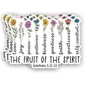 (3Pcs) The Fruit of The Spirit Christian Sticker Inspirational Quotes Bible Verse Galatians 5:22-23 Jesus Vinyl Decal for Tumbler Laptop Kindle Water Bottles Book Phone Car- Size 3x2.1 in Kuwait