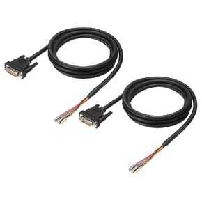 PATIKIL 2 قطعة 6.6 قدم 26AWG DB15 موصل ذكر إلى نهاية السلك العاري RS232 15 دبوس كابل تمديد تسلسلي مزدوج محمية موصل ذكر مطلي بالذهب، أسود in Kuwait