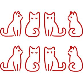 Adorable Red Outline Cat Stickers Pack of 2 – Cute Minimalist Cat Decals for Laptops, Water Bottles, Journals, Cars, Windows, and Walls – 4-Inch Easy Peel and Stick Waterproof Removable Vinyl in Saudi Arabia