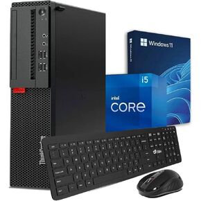 كمبيوتر مكتبي Lenovo ThinkCentre M910S - Intel Core i5-7500 الجيل السابع - ذاكرة وصول عشوائي DDR4 سعة 8 جيجابايت - SSD سعة 128 جيجابايت - WiFi - لوحة مفاتيح وماوس لاسلكيين - Windows 11 Pro (متجدد) in Kuwait