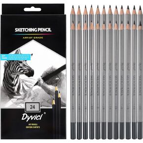 Dyvicl Professional Drawing Sketching Pencil Set - 12 Pieces Drawing Pencils 10B, 8B, 6B, 5B, 4B, 3B, 2B, B, HB, 2H, 4H, 6H Graphite Pencils for Beginners & Pro Artists in Saudi Arabia