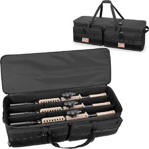 GOBUROUS Soft Gun Case for 3 Rifles, Large Multi Rifle Case with Padded Dividers for Organization, Tactical Rifle Bag with Extra Pockets and Padded Handle for 42" 36" 32" 28" Shotgun Long Rifle Guns in Kuwait