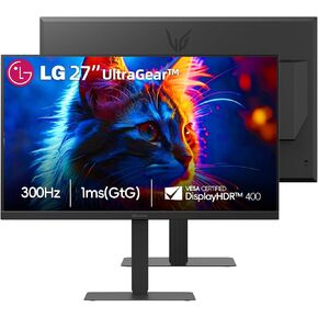 LG 27 inch UltraGear FHD IPS Gaming Monitor, 144Hz, HDR10, AMD FreeSync G-Sync Compatible, Black Stabilizer, Reader Mode, Flicker Safe, Anti-Glare, 99% sRGB, HDMI & DisplayPort, Tilt Adjustable, Black in Kuwait