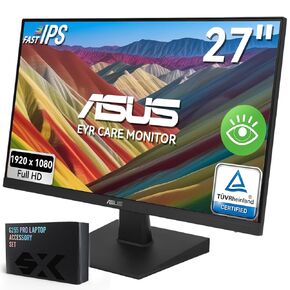ASUS VA27EHE 27" Eye Care Monitor,Full HD 1920x1080 Computer Monitor,75Hz,IPS,Adaptive-Sync,Eye Care Plus Technology,Blue Light Filter,Flicker Free,for Working and Gaming,HDMI D-Sub,3 yr Warranty in Kuwait
