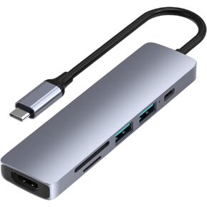 Powered USB c hub 4K 6in1 Docking Station with USB C Port Charging HDMI Adapter USB 3.0 HDMI Port Type C Hub Multiport Adapter for MacBook Mac Air/Pro iPad Laptop and Other USB C Devices…… in Saudi Arabia