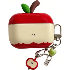 حافظة فواكه ثلاثية الأبعاد من JANDM مع سلسلة مفاتيح لأجهزة AirPods 4، تصميم جميل على شكل تفاح، غطاء جمالي مقاوم للصدمات مع غطاء واقي للحزام للنساء والفتيات in Kuwait
