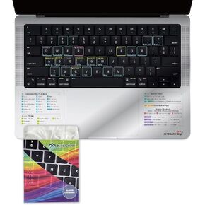 غطاء لوحة مفاتيح كامل رفيع للغاية لجهاز MacBook Pro 14.2 بوصة من KissCover مع مفاتيح اختصار مطبوعة، أرفع 4X من المنافسين، ويحمي معرف اللمس، ويعمل بسلاسة على الغطاء in Kuwait