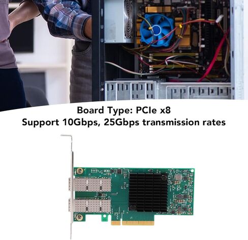 بطاقة شبكة 10 جيجا 25 جيجا، محول إيثرنت PCIe X8 ثنائي المنفذ مع تقنية RDMA لنقل البيانات بسرعة عالية، ودعم 8.1 10 in Kuwait