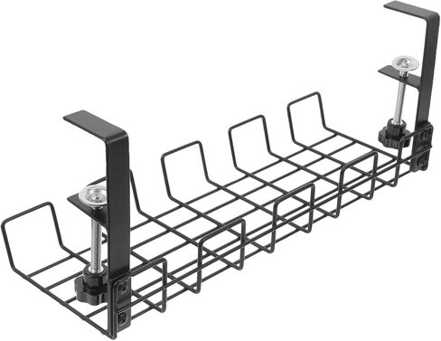 Kisangel Multi-Functional Carbon Steel Cable Rack Under Desk Wire Organizer Power Strips Holder Home Cord Management Tray for Office and Computer Setup, Black in Saudi Arabia