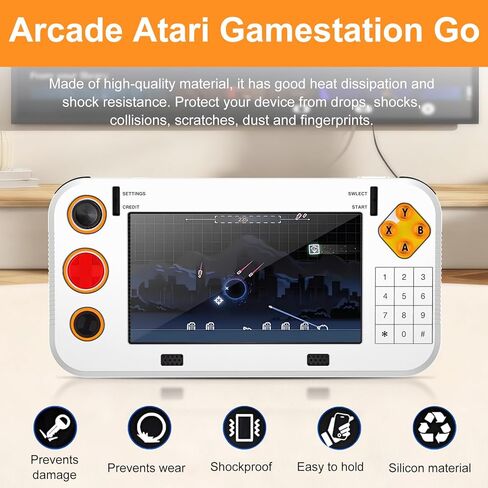 حافظة لجهاز Atari Gamestation Go، حافظة وحدة تحكم ألعاب NOUKAJU، مضادة للسقوط، مضادة للخدش، مقاومة للصدمات، غطاء واقٍ من السيليكون لوحدة تحكم ألعاب Atari Gamestation Go (أبيض) in Kuwait