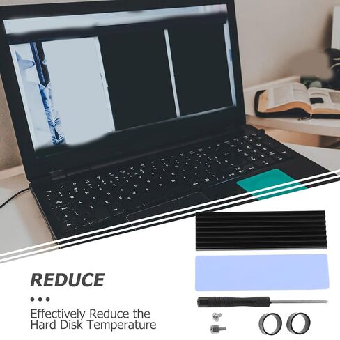 NUOBESTY 8 قطع سوداء M.2 SSD بالوعة الحرارة من سبائك الألومنيوم مع وسادات حرارية تبريد سلبي لأجهزة الكمبيوتر والكمبيوتر المحمول والمكونات الداخلية in Kuwait